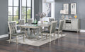 Silver Grey 7pc Dining Table with Glass Insert Top and 6 Side Chairs F811229