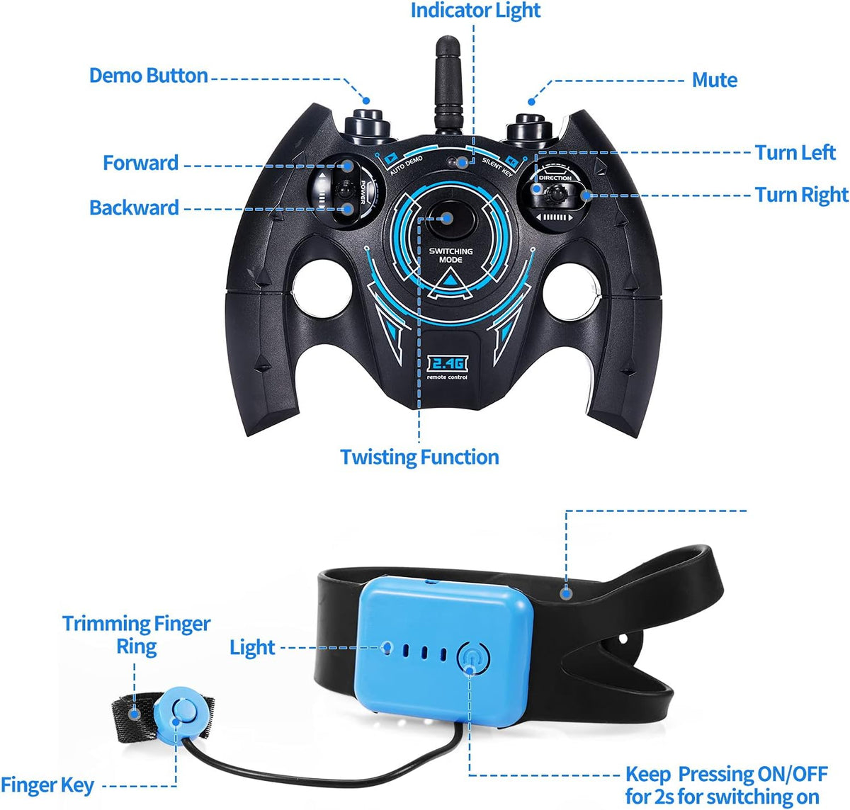 4WD Remote Control Stunt Car with 2 Rechargeable Battery Packs and Lights P797492