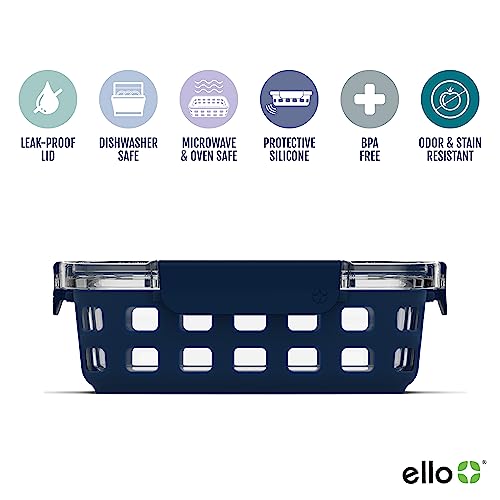 Leak-Proof Glass Food Storage Containers with Silicone Sleeves and Airtight Lids Q7554