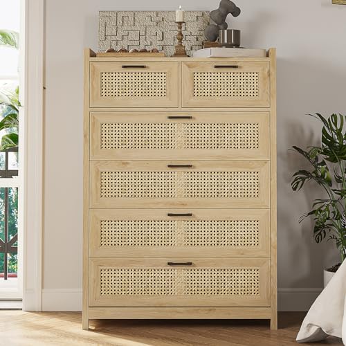 Rattan 6 Drawer Dresser with LED Lights E629