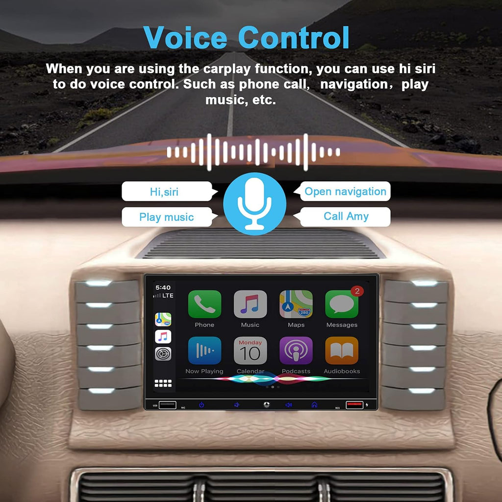 7 Inch Double Din Car Stereo with Touchscreen Bluetooth S8121