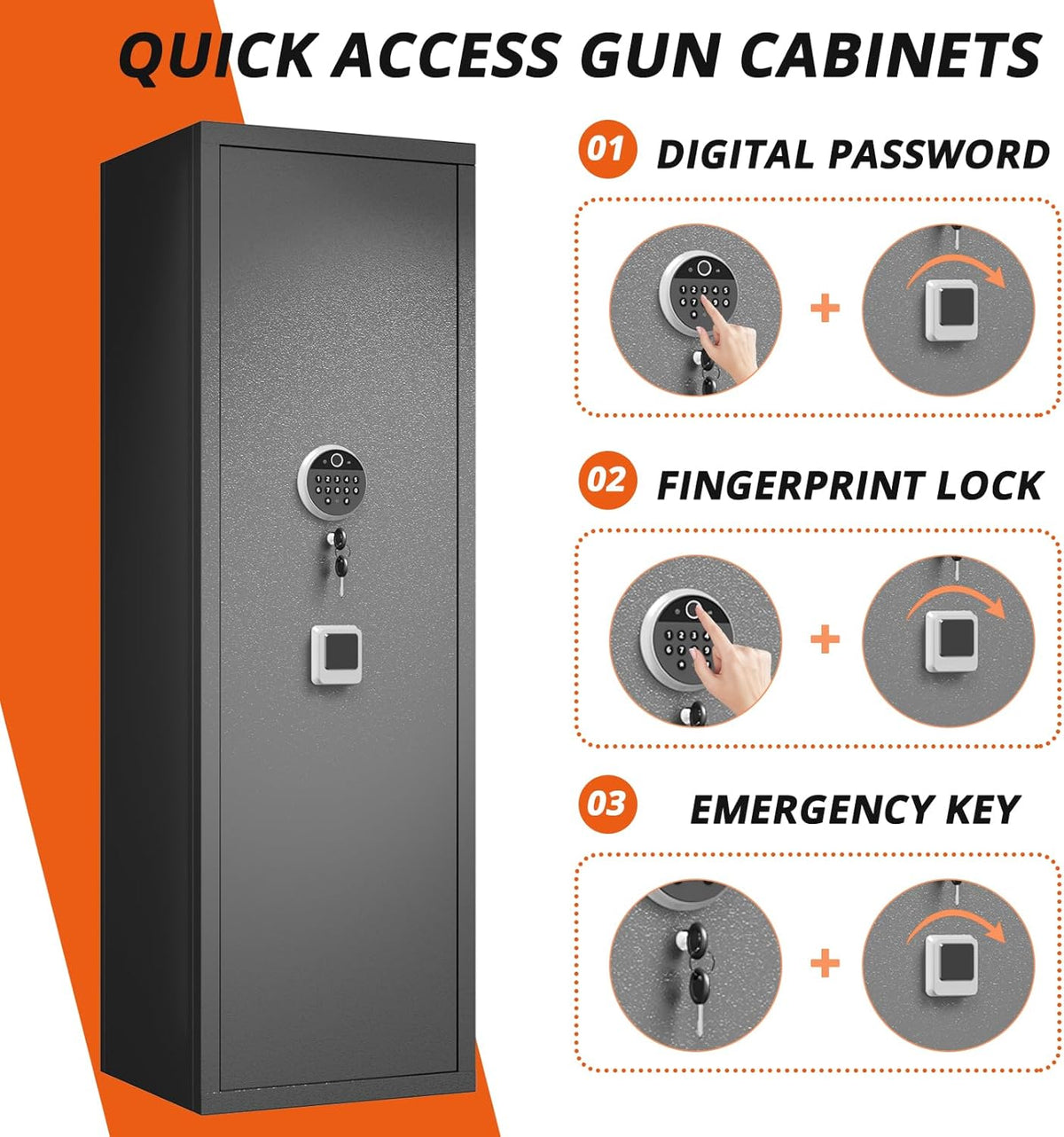 Biometric Fingerprint Fireproof Gun Safe with Ammunition Storage Rack and Led Light N371869