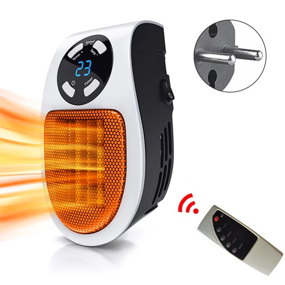 500W Plug-in Space Heater with Adjustable Thermostat and Timer W448130