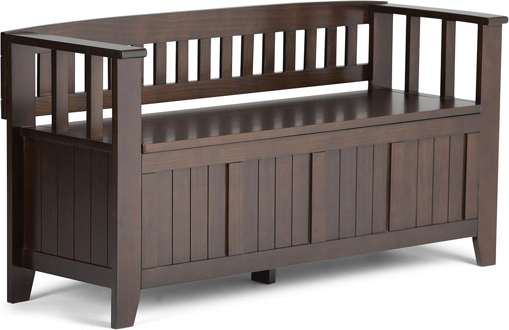 White Solid Wood 48 inch Storage Bench D351413
