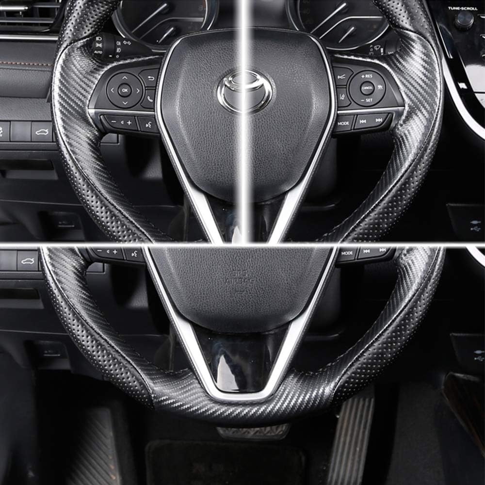 Matte Black Carbon Fiber & Nappa Leather Steering Wheel Cover J964