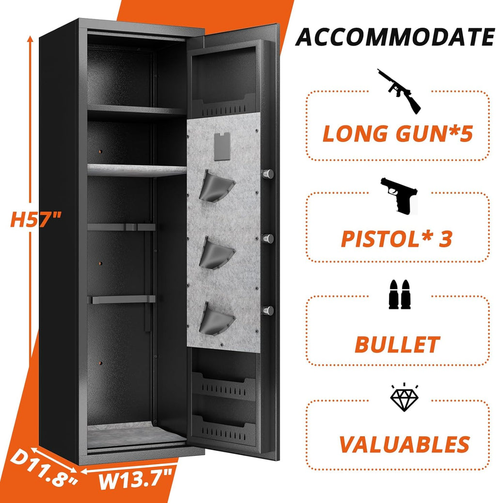 Biometric Fingerprint Fireproof Gun Safe with Ammunition Storage Rack and Led Light N371869