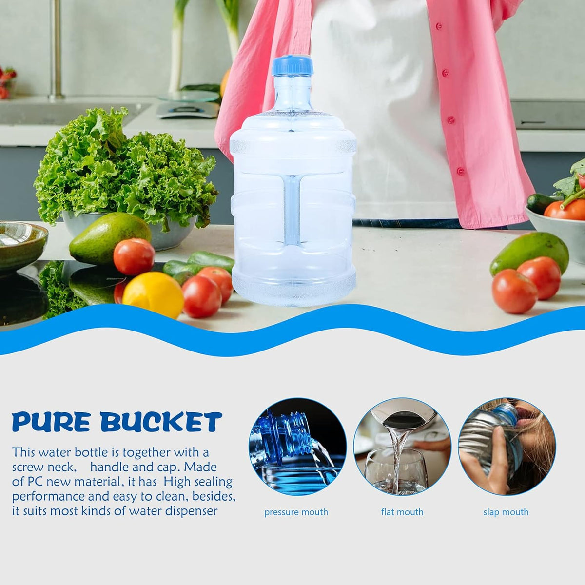 Plastic 5 Gallon Water Bottle with Cap PVC L950