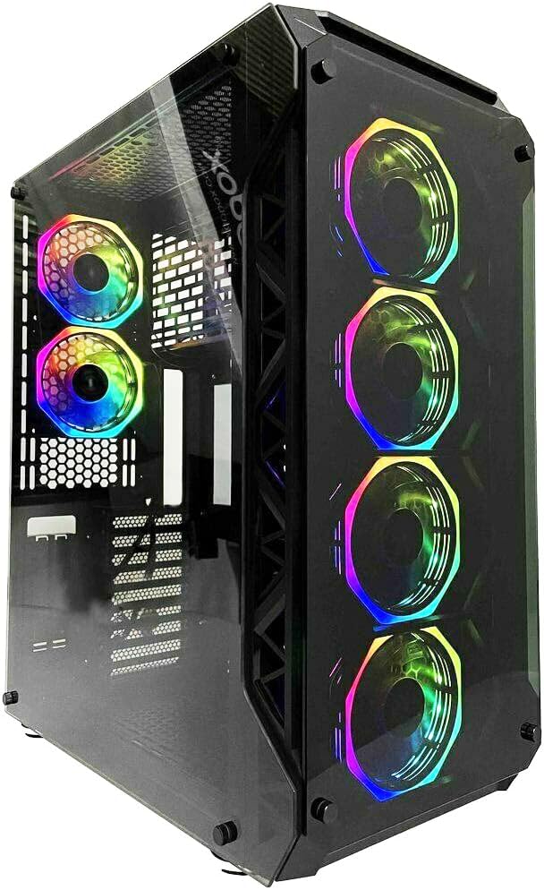 Full-Tower E-ATX Computer Gaming Case with 3-Sided Reinforced Glass, USB 3.0, 6 12cm Fans Q74954