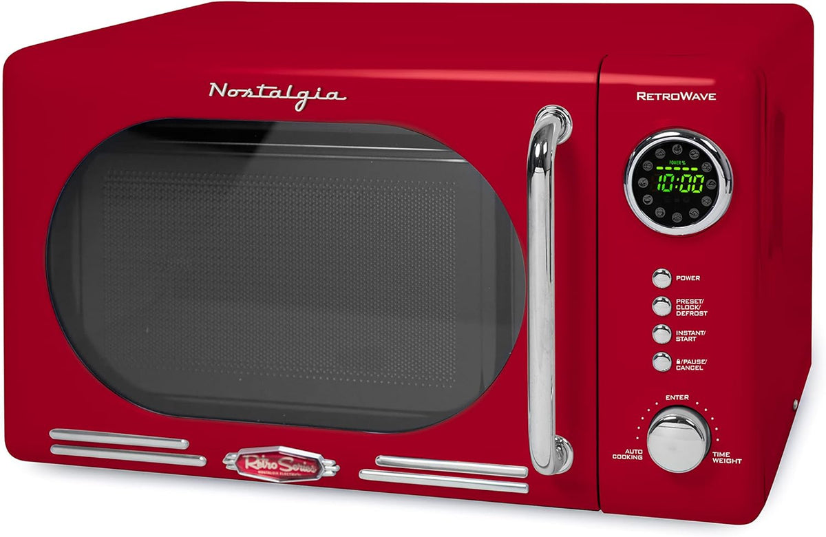 Retro Compact Countertop Microwave Oven - 0.7 Cu. Ft. - 700-Watts and Retro Stainless Steel Electric Tea And Water Kettle, 1.7 Liters Z9683
