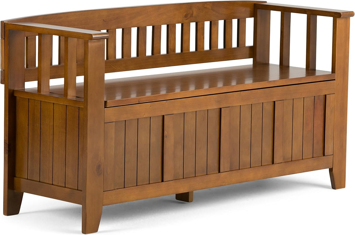 White Solid Wood 48 inch Storage Bench D351413