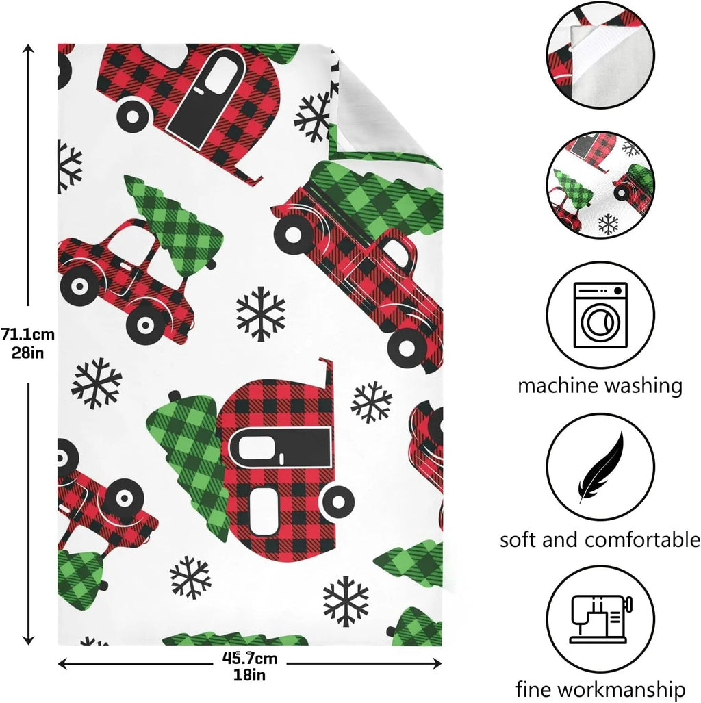 Plaid Red Kitchen Towels Set of 4 28'' x 18'' I610