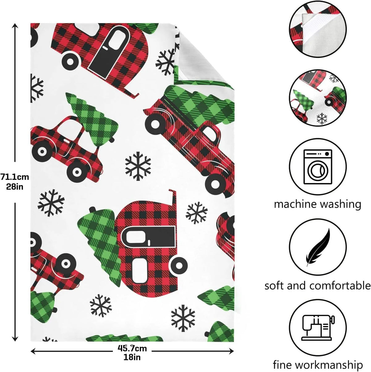 Plaid Red Kitchen Towels Set of 4 28'' x 18'' I610