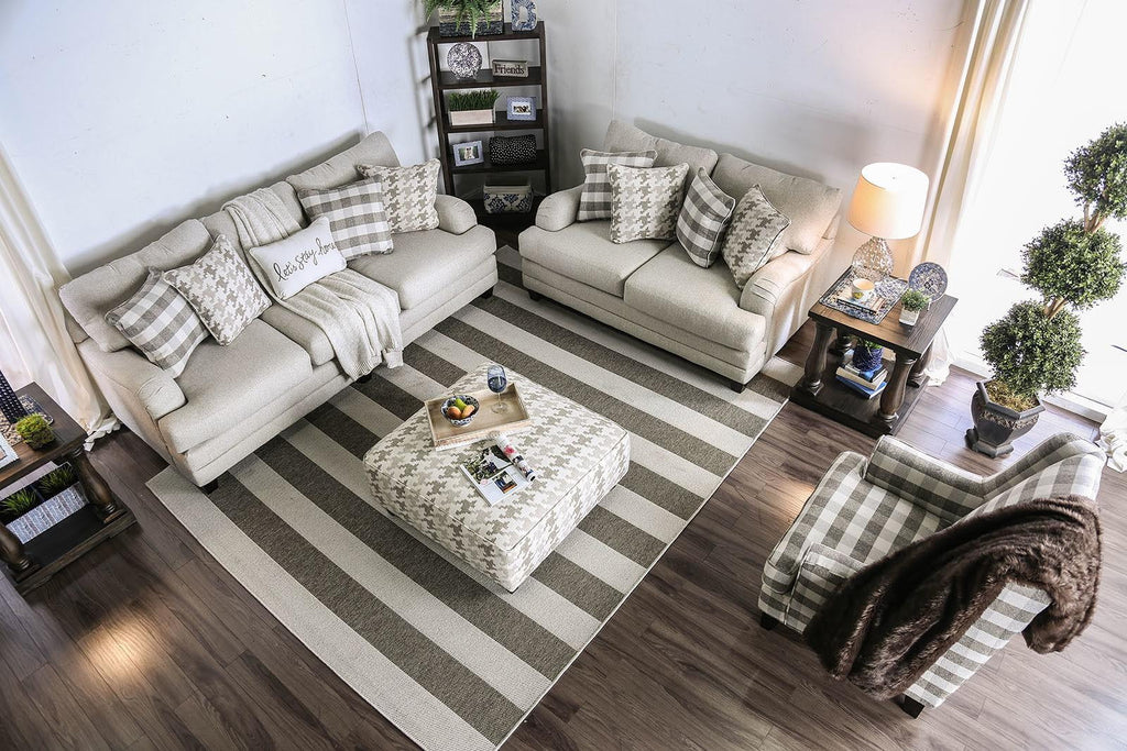 Light Gray Linen-like Fabric Living Room Set 3pcs U51970