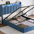 Dark Grey Queen Size Upholstered Storage Bed Frame with LED Lights F820106
