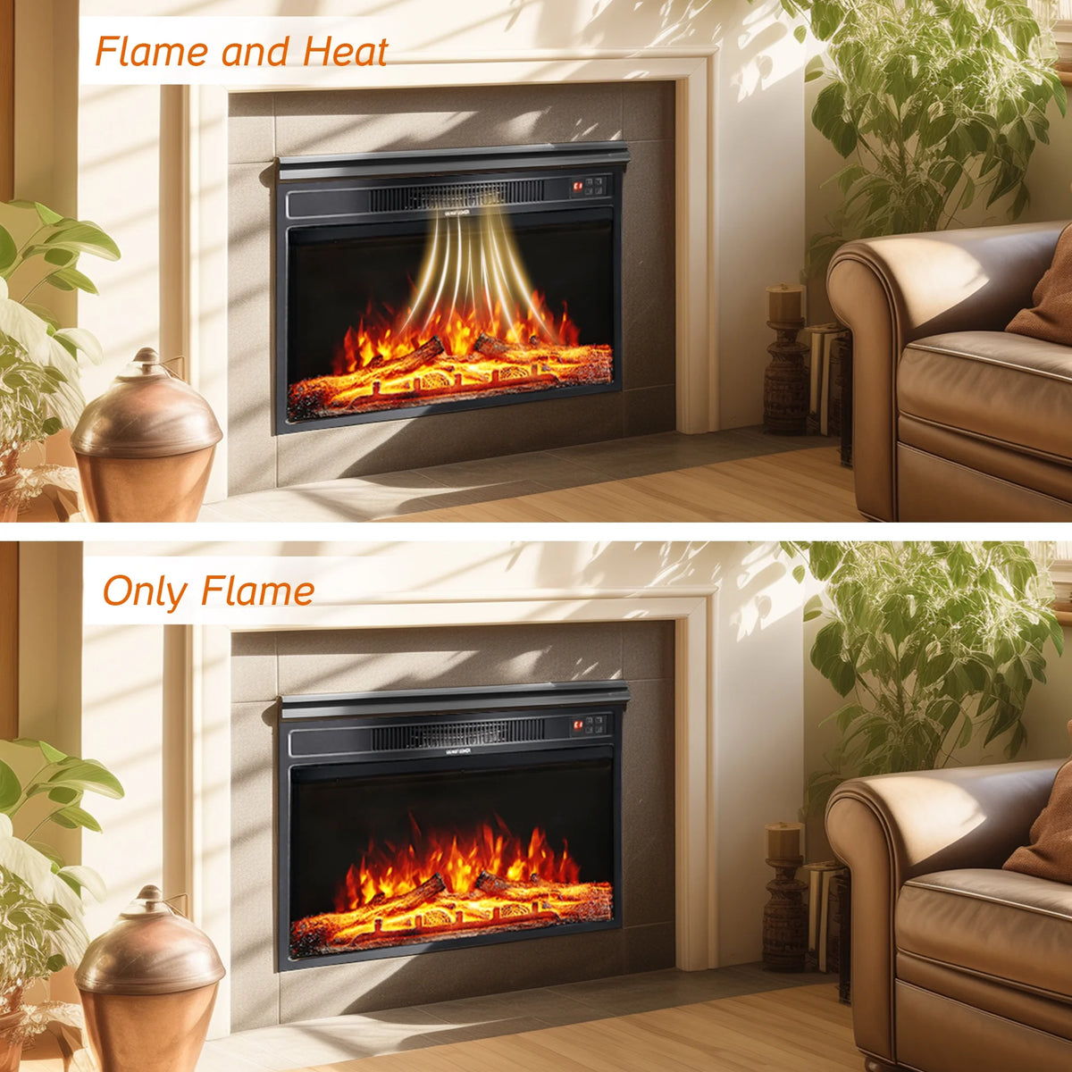 Electric Fireplace Heater with Thermostat, Remote Control Y560925