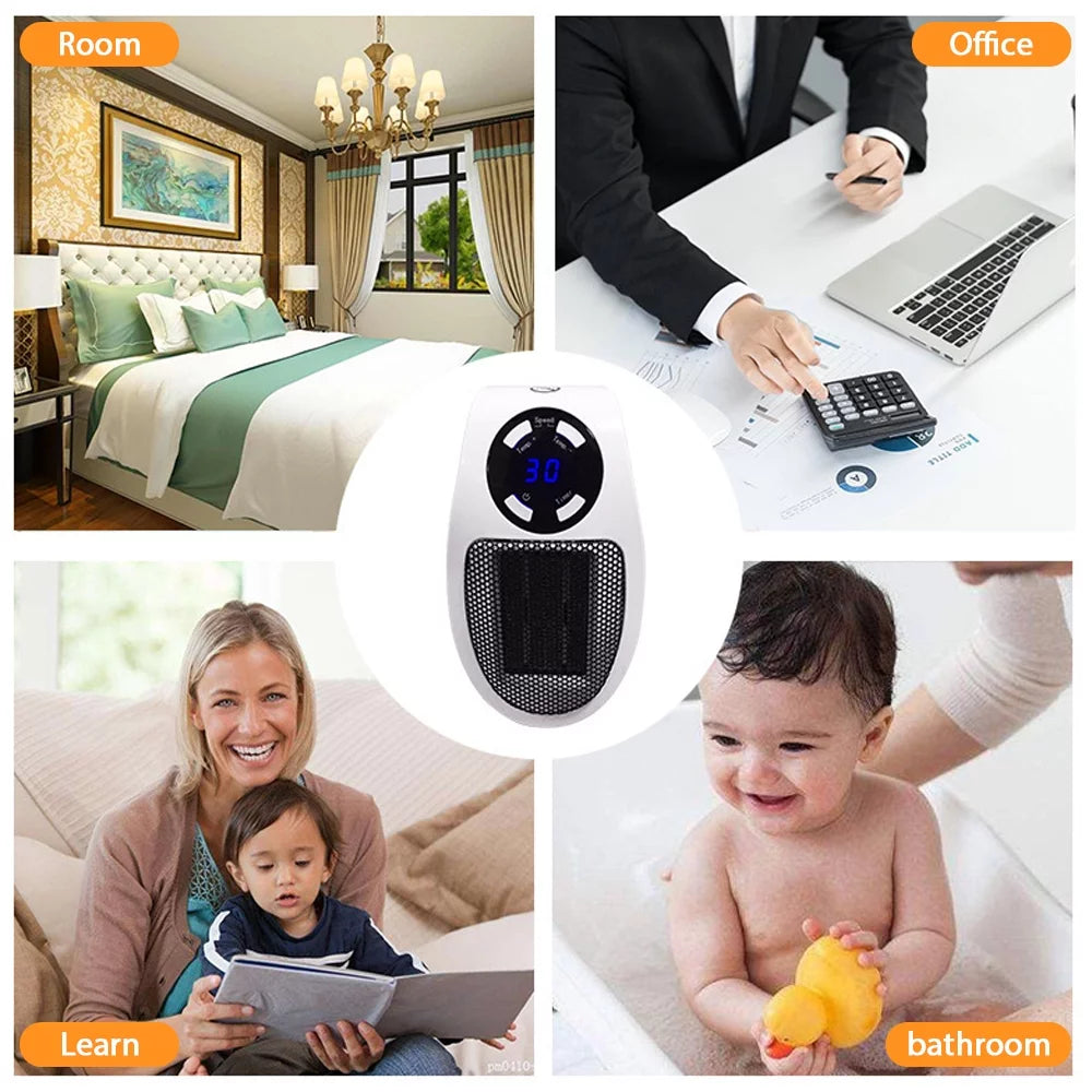 500W Plug-in Space Heater with Adjustable Thermostat and Timer W448130