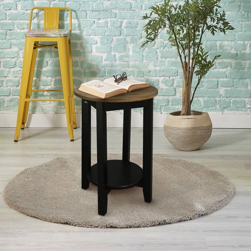 Round End Table with Solid Red Oak Top W190784
