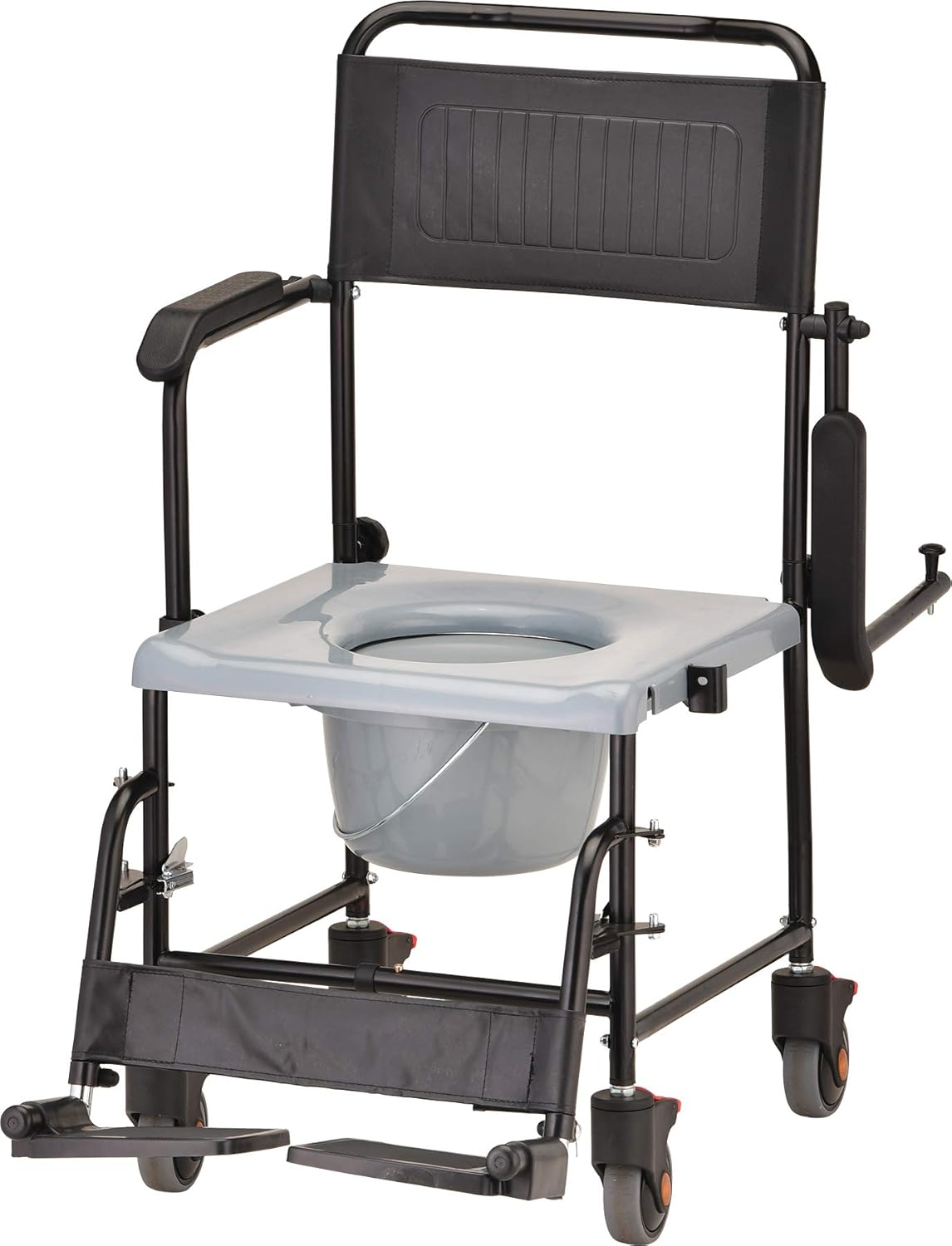 Hammertone Transport Chair Commode with Locking Wheels and Removable Padded Seat B598707