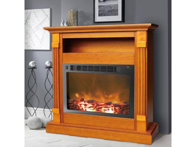 White Fireplace Mantel with Electronic Fireplace Insert Z70405
