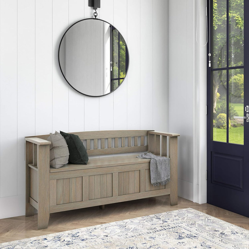 White Solid Wood 48 inch Storage Bench D351413