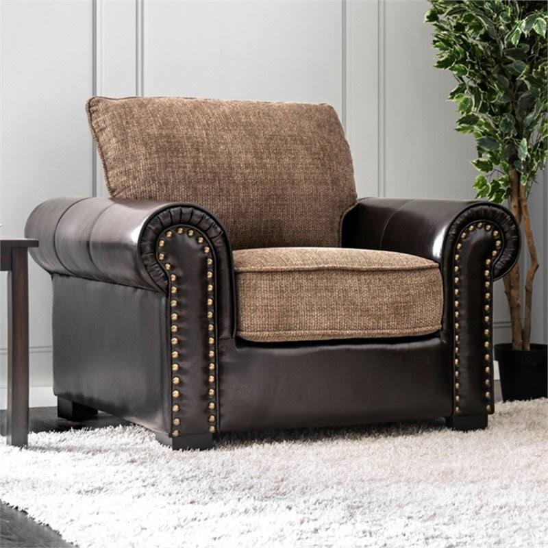 Brown Faux Leather Accent Chair O4842