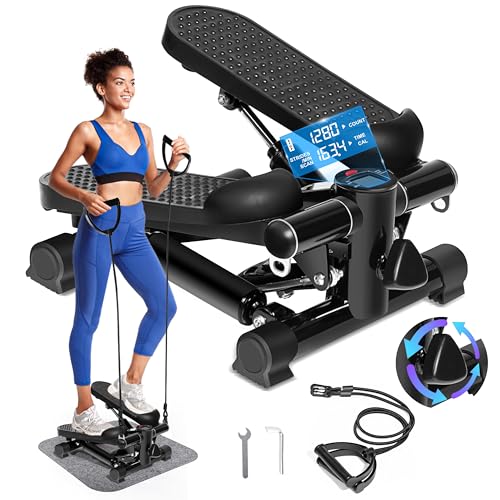 Adjustable Height Hydraulic Stepper with Resistance Bands & Non-Slip Mat Y8883