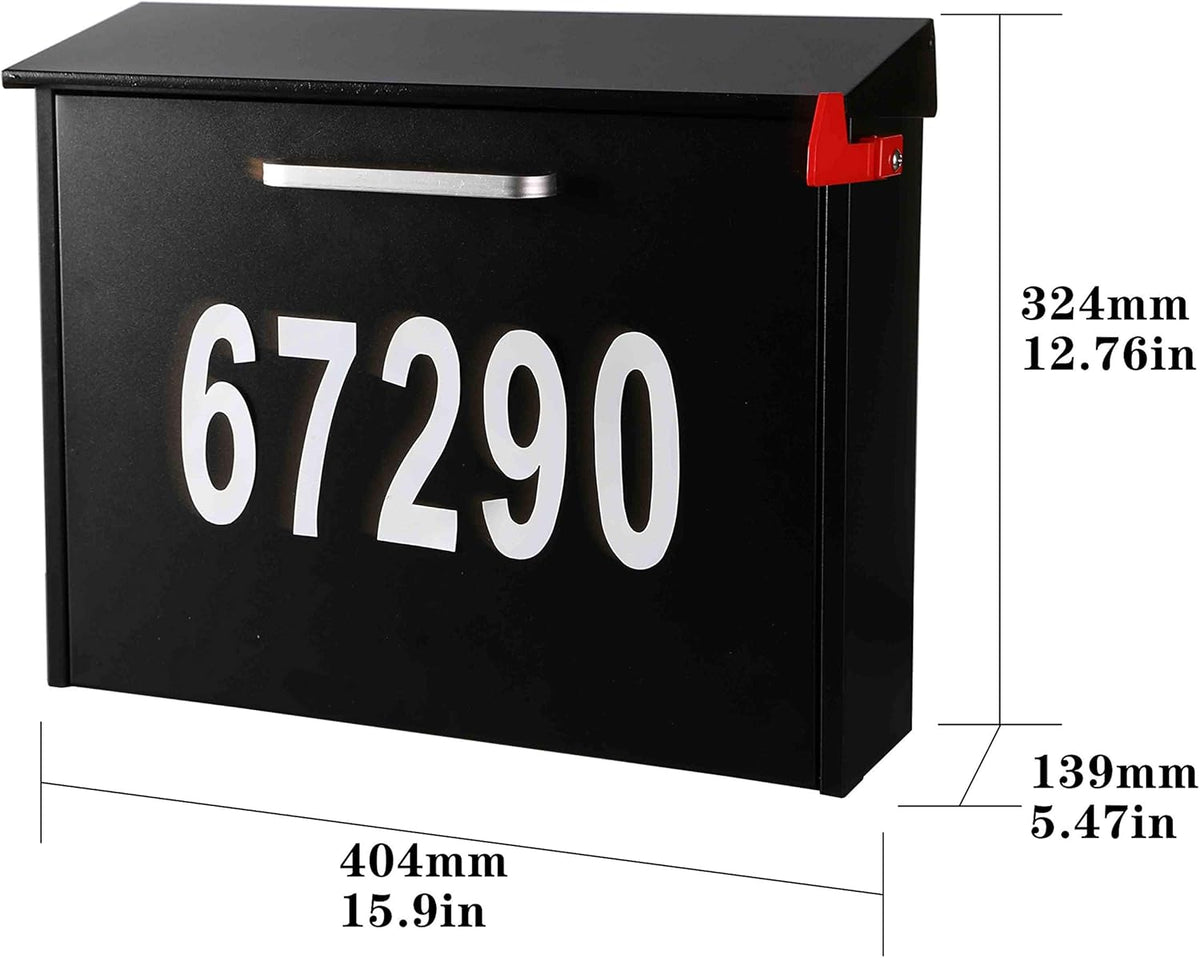 Wall Mount Locking Mailbox with Code Lock Black Large Capacity R997