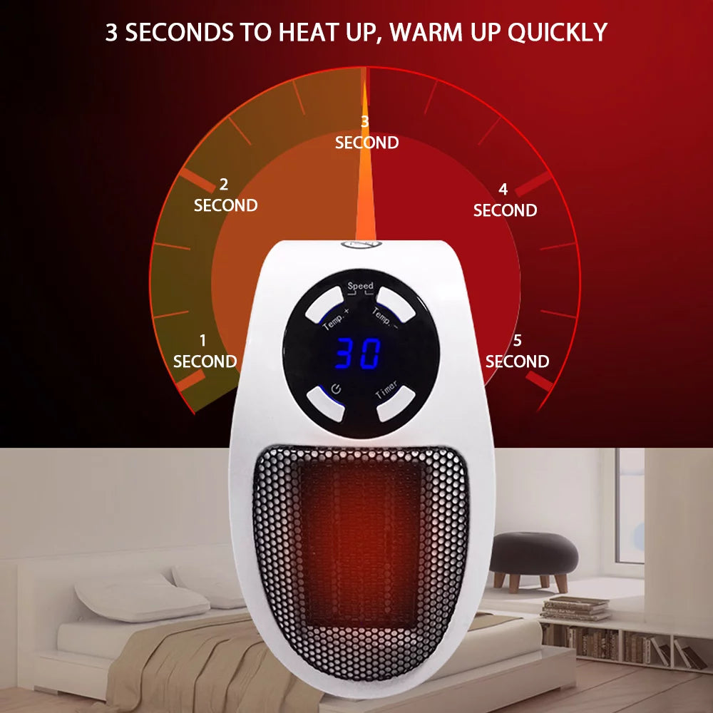 500W Plug-in Space Heater with Adjustable Thermostat and Timer W448130
