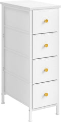 White 4 Drawer Slim Fabric Dresser with Steel Frame and Wood Top I920524