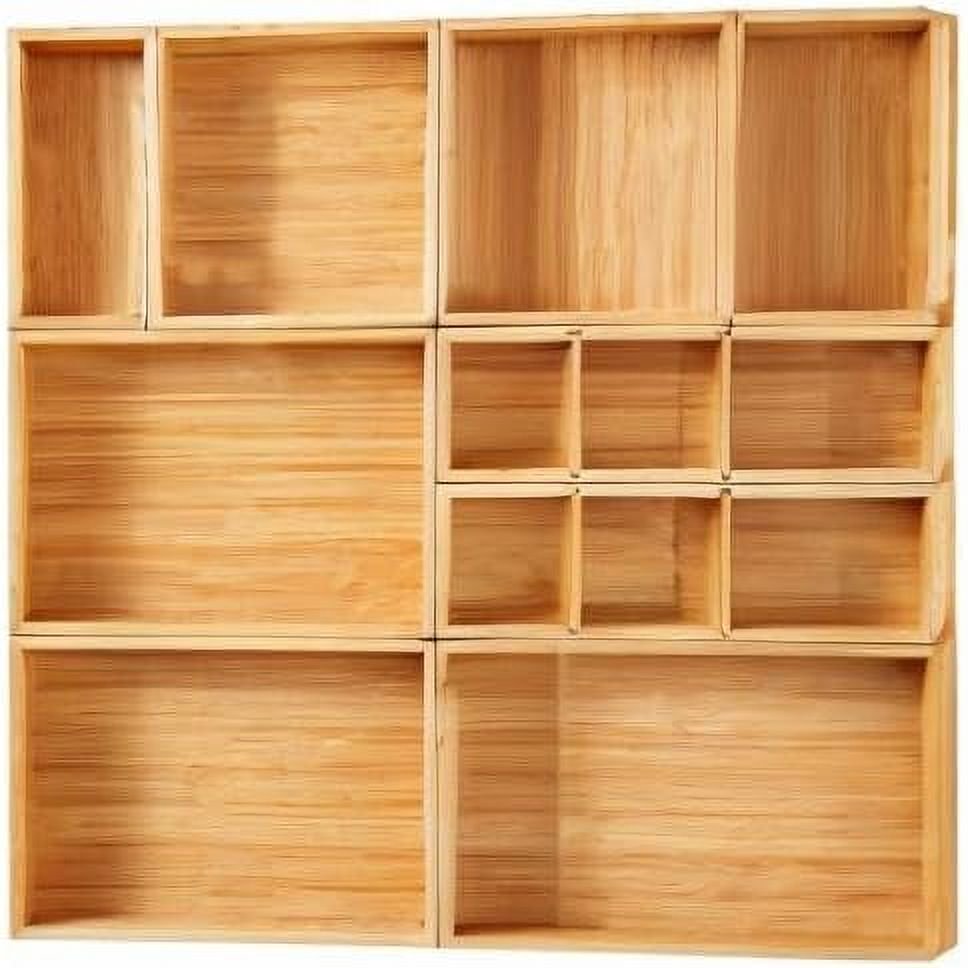 Set of 9 Bamboo Wood Drawer Organizer D175