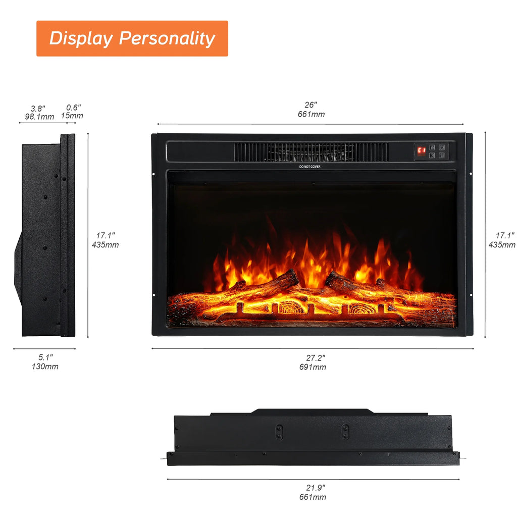 Electric Fireplace Heater with Thermostat, Remote Control Y560925
