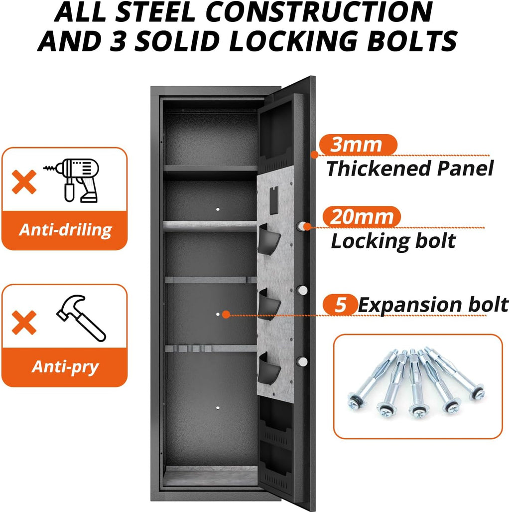 Biometric Fingerprint Fireproof Gun Safe with Ammunition Storage Rack and Led Light N371869