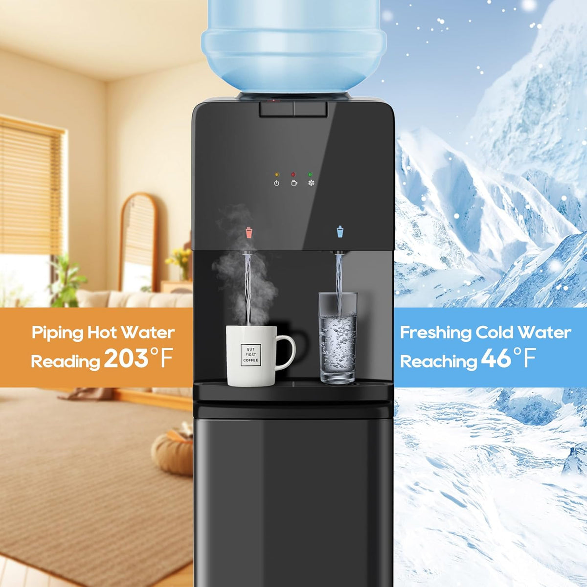3 Temperatures Top Loading Water Dispenser with Storage Cabinet L128