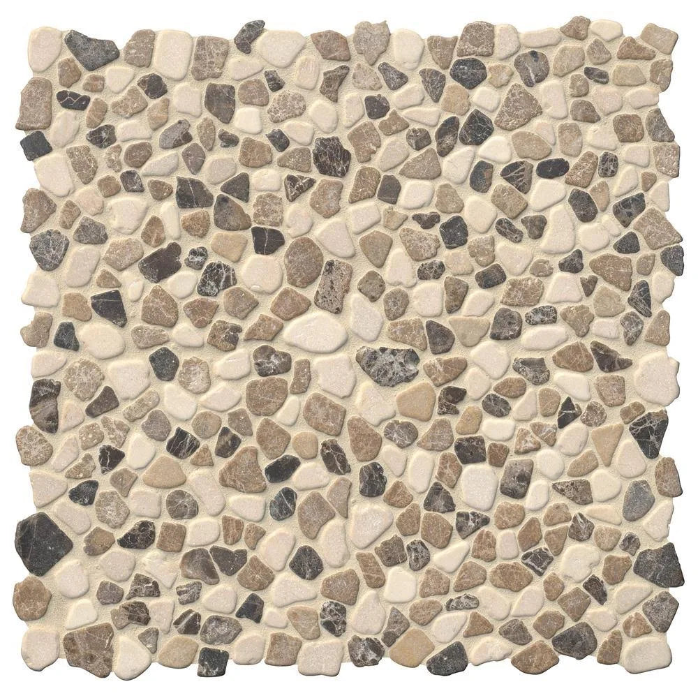 Textured Marble Mesh-Mounted Mosaic Tile I14460