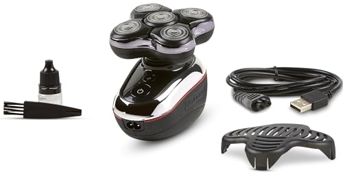 Cordless Head Shaver Electric Razor with 5 Dual Track Heads, 360 Flexing Head & Pop-Up Trimmer, Wet/Dry Shaving, 60 Mins Run Time H584