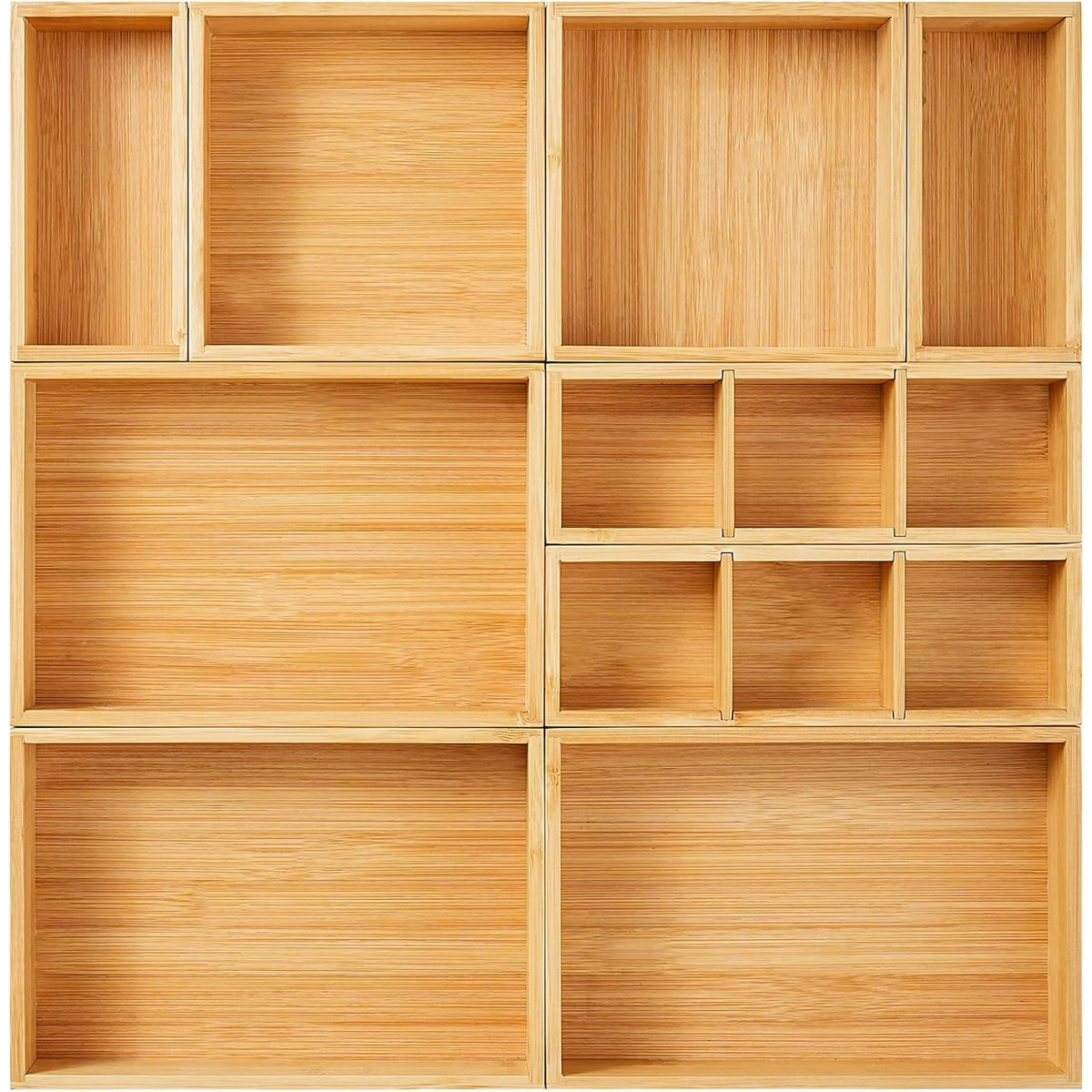 Set of 9 Bamboo Wood Drawer Organizer D175