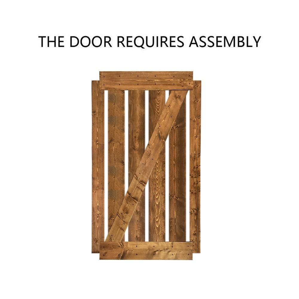 Walnut Solid Knotty Pine Wood Interior Sliding Barn Door with Hardware Kit E575799