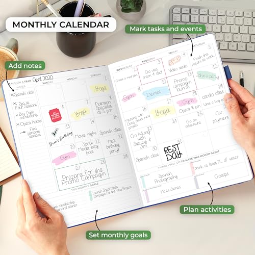 Undated Weekly & Monthly Life Planner with Time Slots, A4 (Black) I9870