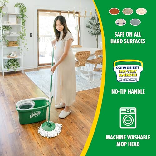 Spin Mop System with Bucket and Wringer, Includes 2 Replacement Heads P542847