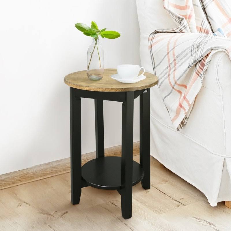 Round End Table with Solid Red Oak Top W190784