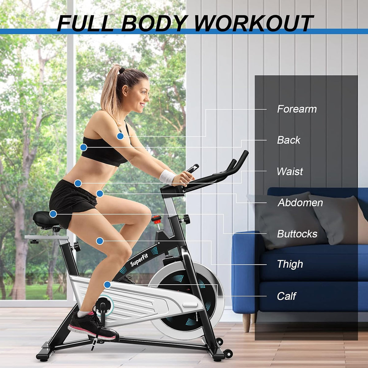 Magnetic Belt Drive Indoor Exercise Cycling Bike with LCD Monitor U5081