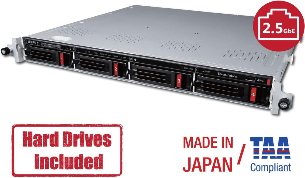 4-Bay Rackmount NAS 4TB (2x2TB) with HDD Hard Drives Included 2.5GBE A814058