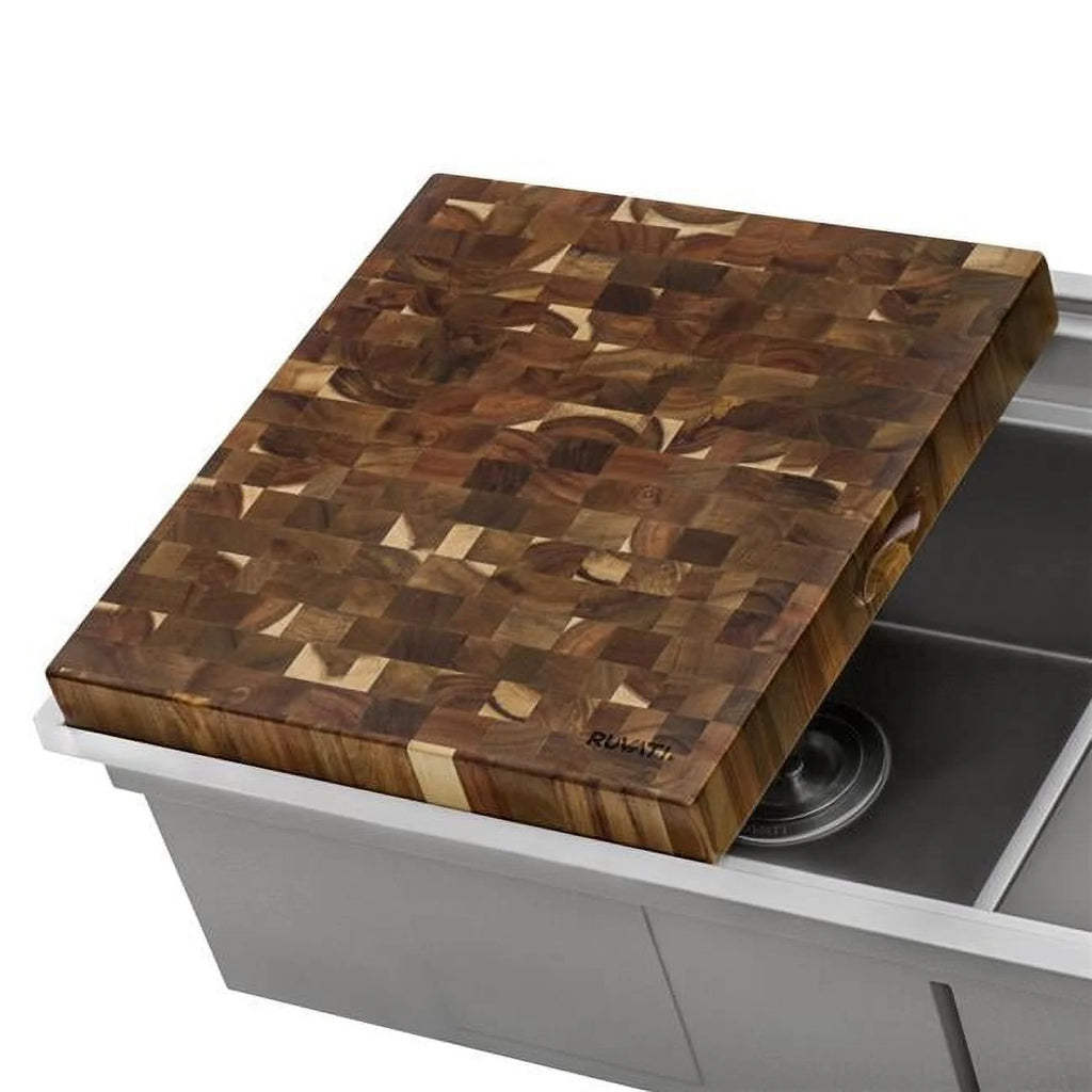 17 x 16 in. Thick End-Grain Acacia Solid Wood Cutting Board H2233