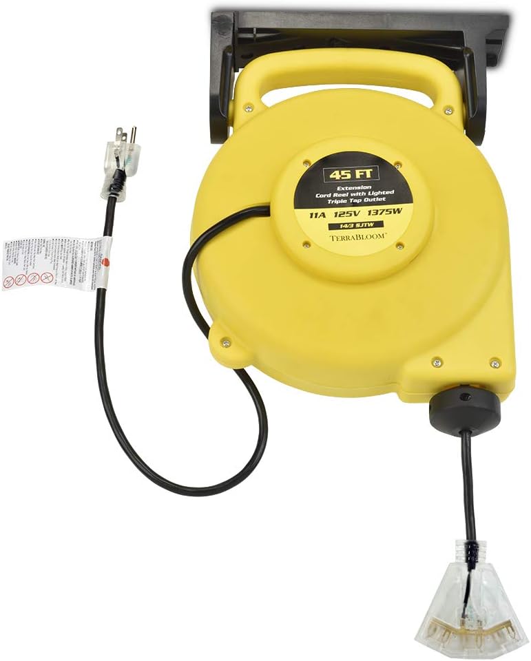 40 Ft 12/3 Retractable Extension Cord Reel with 3 Outlets L99985