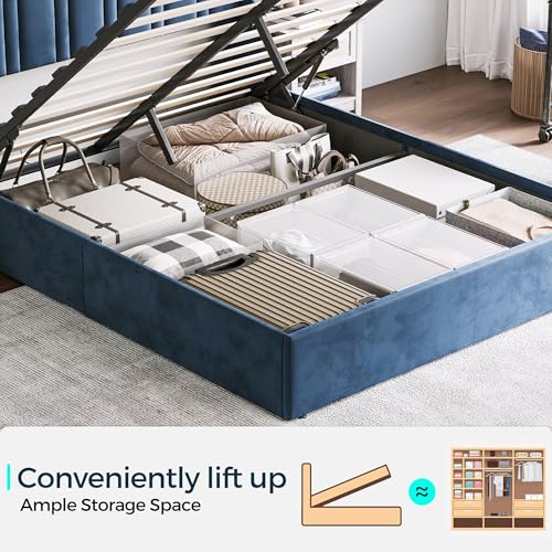 Dark Grey Queen Size Upholstered Storage Bed Frame with LED Lights F820106