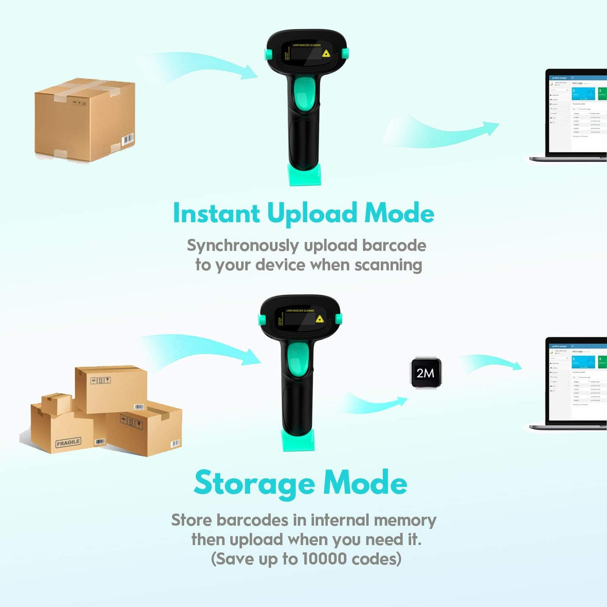 2D Wireless Barcode Scanner with Stand Pack of 2 G93839