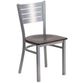 Slat Back Metal Restaurant Chair Walnut Wood Seat T4756