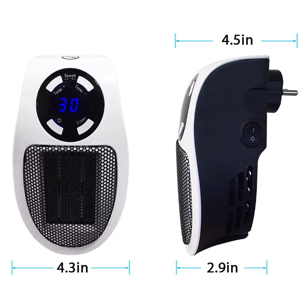 500W Plug-in Space Heater with Adjustable Thermostat and Timer W448130