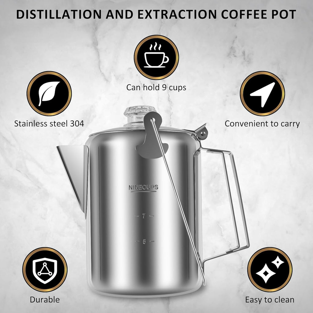 9 Cup Stainless Steel Camping Coffee Pot C67154