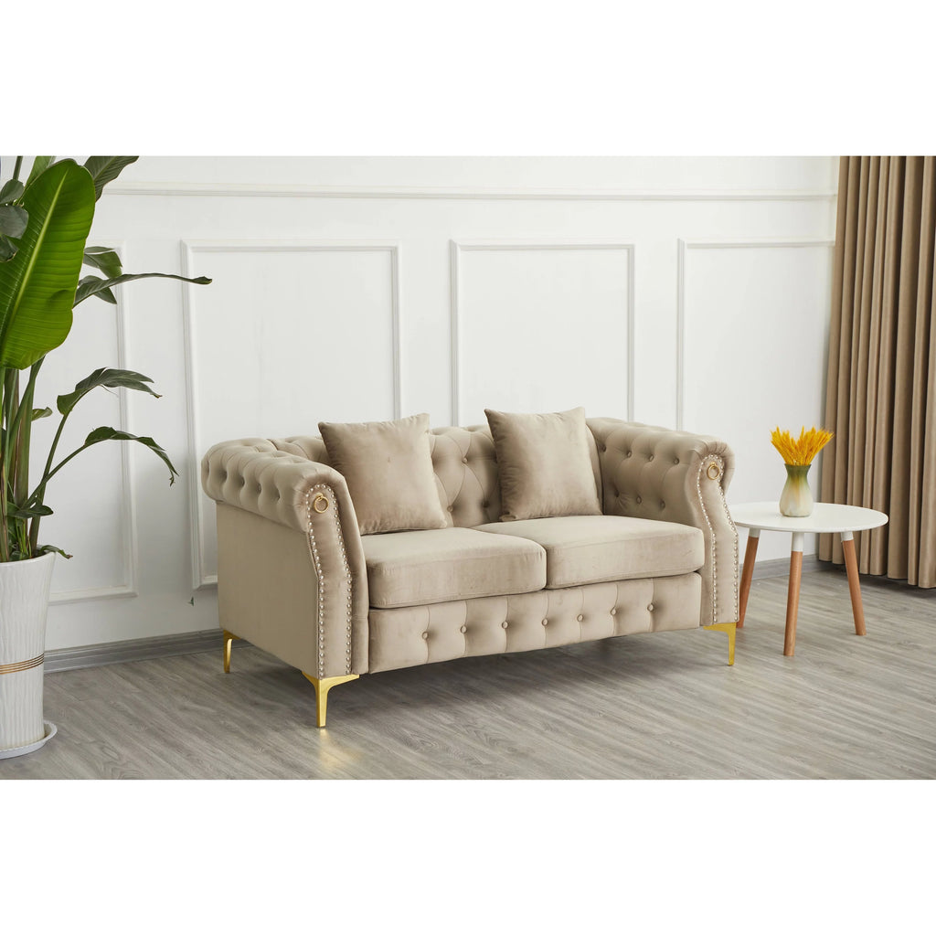 Blue Velvet Button-tufted Loveseat X669526